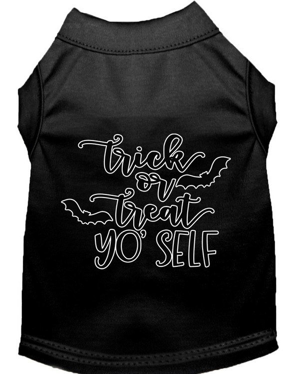 Trick or Treat Yo' Self Screen Print Dog Shirt Black XS